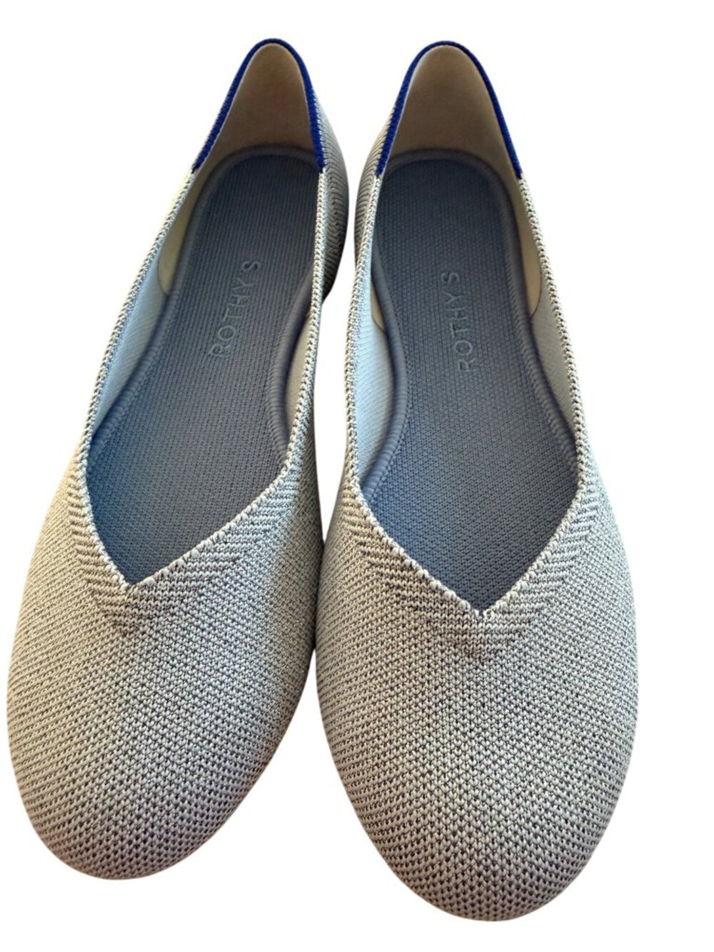 Rothys Womens Rounded-toe Ballet Flats Size 9 Wide Light Blue Metallic Sparkle - Picture 3 of 11